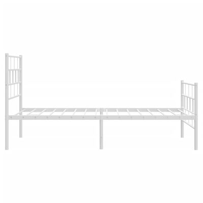 vidaXL Metal Bed Frame without Mattress with Footboard White 90x190 cm Single