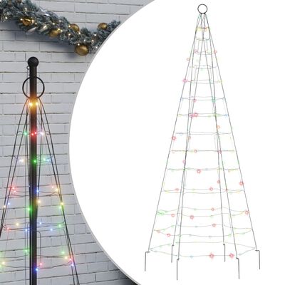 vidaXL Christmas Tree Light on Flagpole 200 LEDs Colourful 180 cm