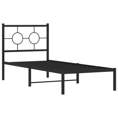 vidaXL Metal Bed Frame without Mattress with Headboard Black 75x190 cm Small Single