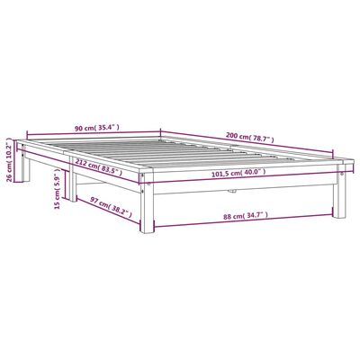 vidaXL Bed Frame without Mattress Honey Brown 90x200 cm Solid Wood