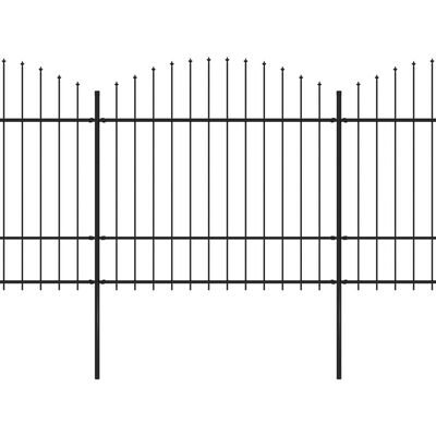 vidaXL Garden Fence with Spear Top Steel (1.5-1.75)x10.2 m Black