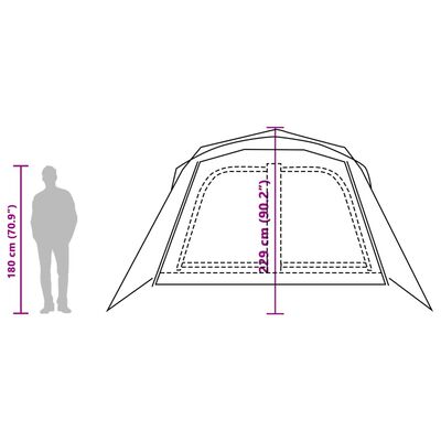 vidaXL Family Tent with Porch 9-Person Grey and Orange Quick Release