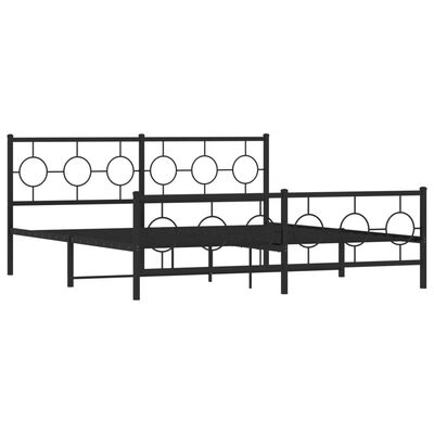 vidaXL Metal Bed Frame without Mattress with Footboard Black 180x200 cm Super King