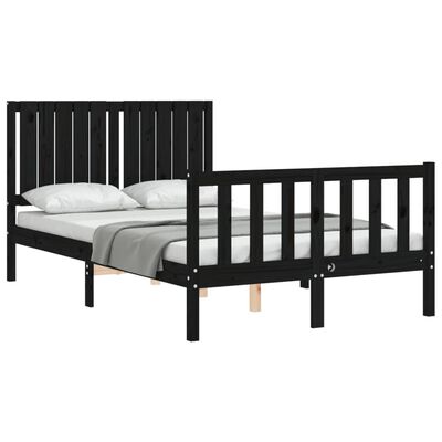 vidaXL Bed Frame without Mattress Black Small Double Solid Wood Pine