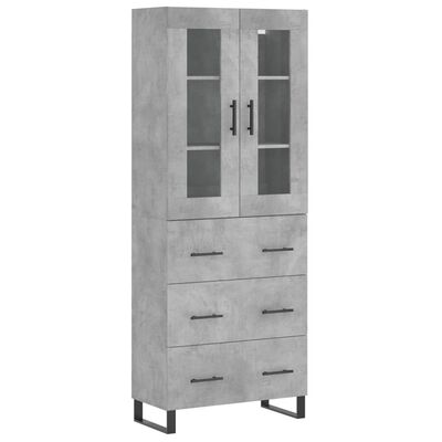 vidaXL Highboard Concrete Grey 69.5x34x180 cm Engineered Wood