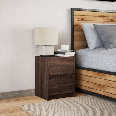 vidaXL Bedside Cabinet with LED Lights Brown Oak Engineered Wood