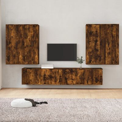 vidaXL 6 Piece TV Cabinet Set Smoked Oak Engineered Wood