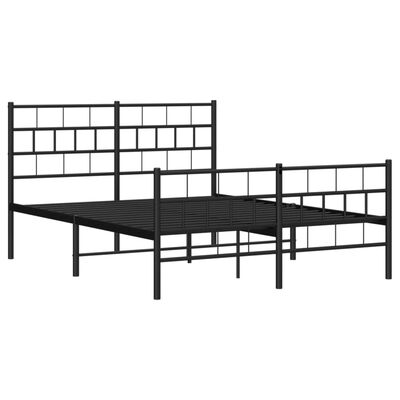 vidaXL Metal Bed Frame without Mattress with Footboard Black 135x190 cm Double