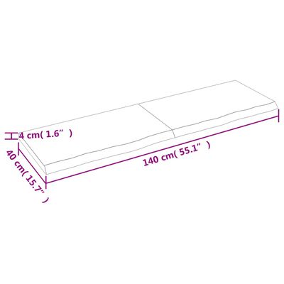 vidaXL Bathroom Countertop 140x40x(2-4) cm Untreated Solid Wood