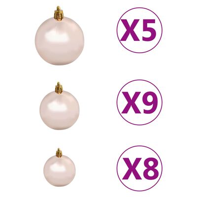 vidaXL Artificial Half Pre-lit Christmas Tree with Ball Set Green 180 cm