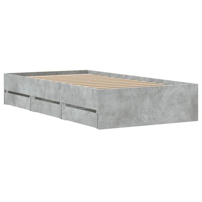 vidaXL Bed Frame with Drawers without Mattress Concrete Grey 100x200 cm