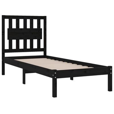 vidaXL Bed Frame without Mattress Black Solid Wood Single