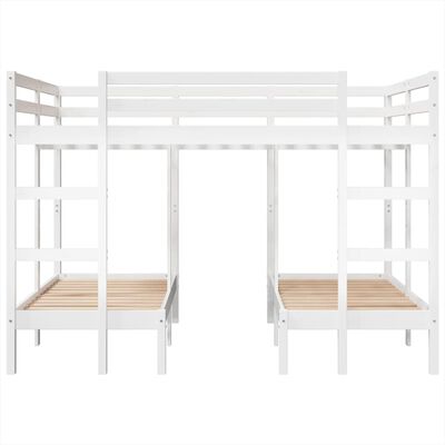 vidaXL Triple Bunk Bed Frame White 140x200/70x140 cm Solid Wood Pine