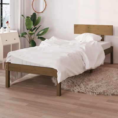 vidaXL Bed Frame without Mattress Honey Brown Solid Wood 90x200 cm