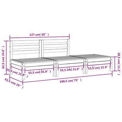 vidaXL Garden Sofa 3-Seater Wax Brown Solid Wood Pine