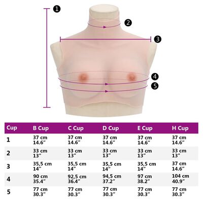 vidaXL Silicone Breastplate Caucasian D Cup