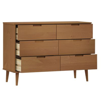 vidaXL Drawer Cabinet MOLDE Brown 113x40x80 cm Solid Wood Pine