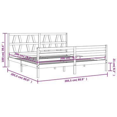 vidaXL Bed Frame without Mattress White 200x200 cm Solid Wood