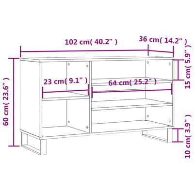 vidaXL Shoe Cabinet Concrete Grey 102x36x60 cm Engineered Wood