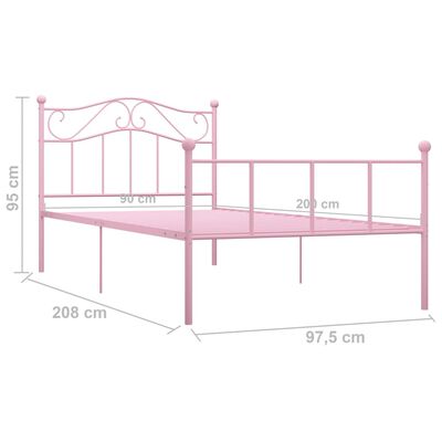 vidaXL Bed Frame without Mattress Pink Metal 90x200 cm