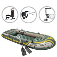 Intex Inflatable Boat Set Seahawk 4 with Trolling Motor and Bracket