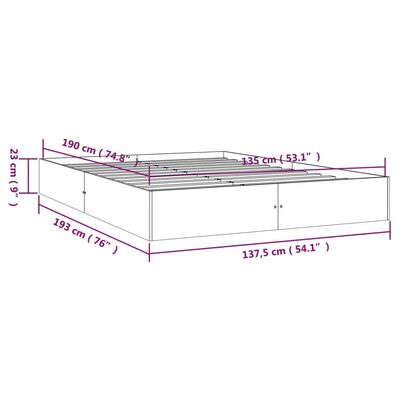 vidaXL Bed Frame without Mattress Solid Wood 135x190 cm Double