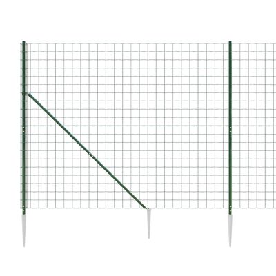 vidaXL Wire Mesh Fence with Spike Anchors Green 2x10 m