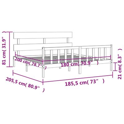 vidaXL Bed Frame without Mattress Super King Size Solid Wood Pine