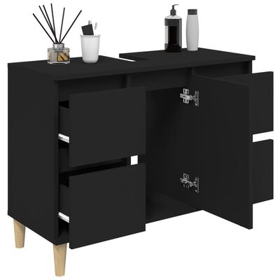 vidaXL Sink Cabinet Black 80x33x60 cm Engineered Wood