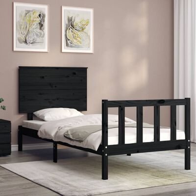 vidaXL Bed Frame without Mattress Black 100x200 cm Solid Wood Pine