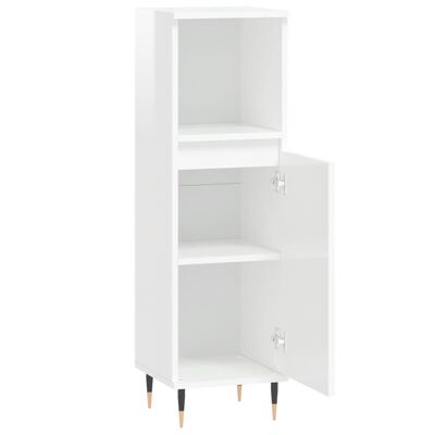 vidaXL Bathroom Cabinet High Gloss White 30x30x100 cm Engineered Wood