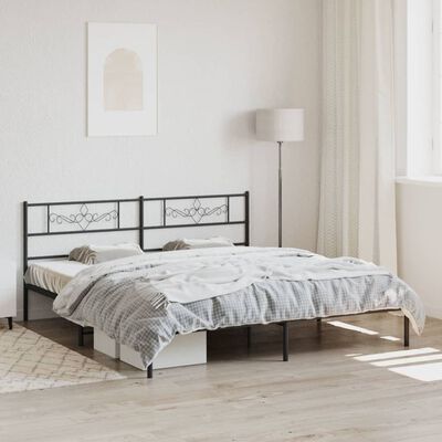 vidaXL Metal Bed Frame without Mattress with Headboard Black 193x203 cm