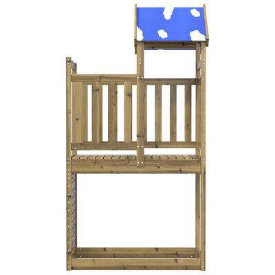 vidaXL Play Tower with Rockwall 110.5x52.5x215cm Impregnated Wood Pine