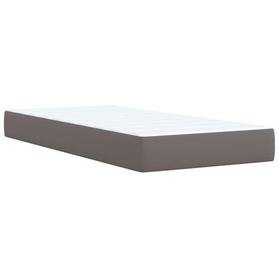 vidaXL Box Spring Bed with Mattress Grey 90x190 cm Faux Leather