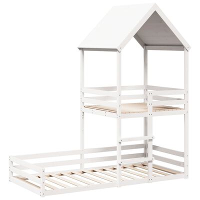 vidaXL Bunk Bed with Roof White 80x200 cm Solid Wood Pine