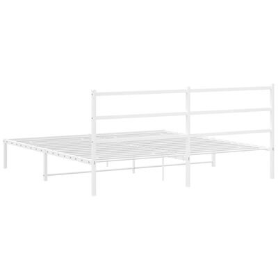 vidaXL Metal Bed Frame without Mattress with Headboard White 193x203 cm