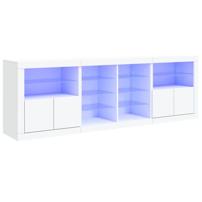 vidaXL Sideboard with LED Lights White 202x37x67 cm