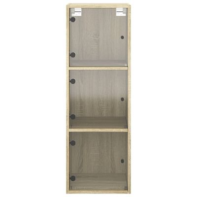 vidaXL Wall Cabinet with Glass Doors Sonoma Oak 35x37x100 cm