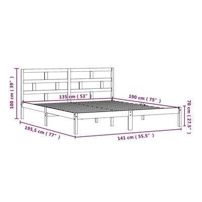 vidaXL Bed Frame without Mattress Black Double Solid Wood