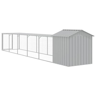 vidaXL Chicken Cage with Run Light Grey 117x609x123 cm Galvanised Steel