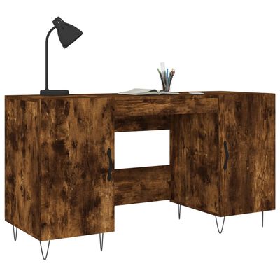 vidaXL Desk Smoked Oak 140x50x75 cm Engineered Wood