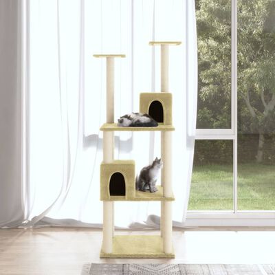 vidaXL Cat Tree with Sisal Scratching Posts Cream 141 cm