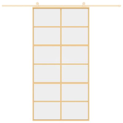 vidaXL Sliding Door Gold 102.5x205 cm Clear ESG Glass and Aluminium