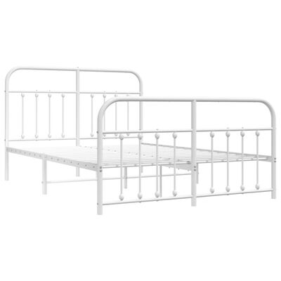 vidaXL Metal Bed Frame without Mattress with Footboard White 135x190 cm Double