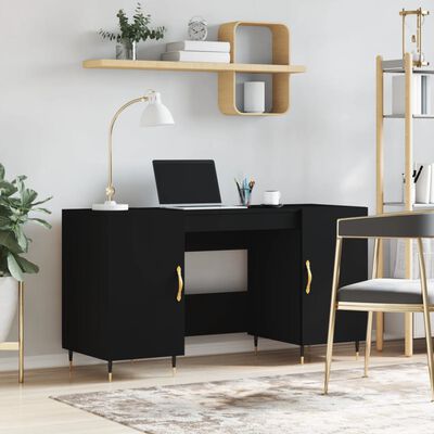 vidaXL Desk Black 140x50x75 cm Engineered Wood