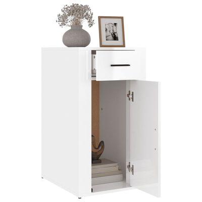 vidaXL Desk Cabinet High Gloss White 40x49x75 cm Engineered Wood