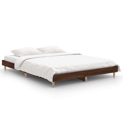 vidaXL Bed Frame without Mattress Brown Oak 135x190 cm Double Engineered Wood