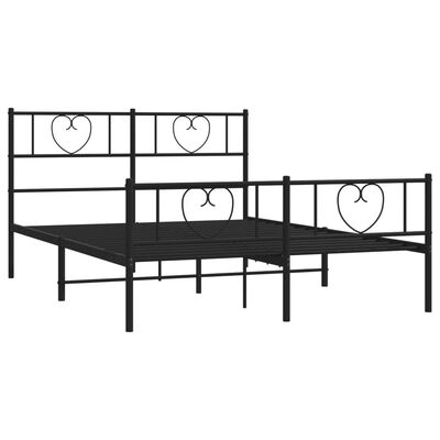 vidaXL Metal Bed Frame without Mattress with Footboard Black 120x200 cm