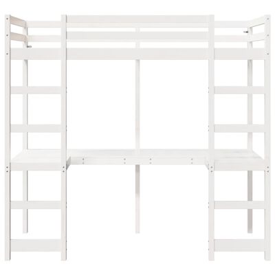 vidaXL Loft Bed Frame without Mattress White 75x190 cm Small Single Solid Wood Pine