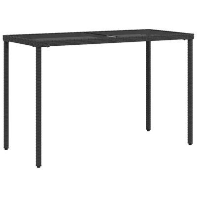 vidaXL Garden Table with Glass Top Black 115x54x74 cm Poly Rattan